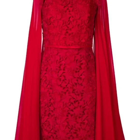 chinese dress ladies Long A Line Formal Removable Cape Dress by LaDivine S503 – The Dress Outlet
